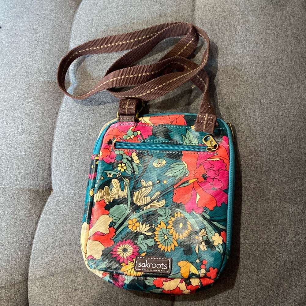 Teal floral sakroots purse